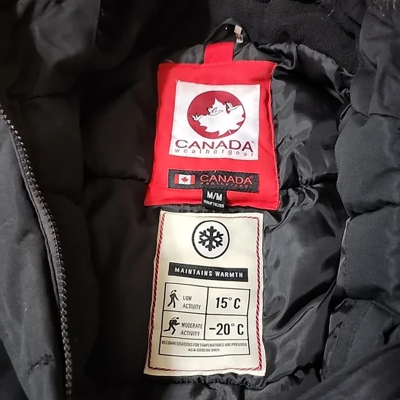 Canada Weather Gear Jacket Woman Size Medium Faux Fur Lined Hood Black Insulated